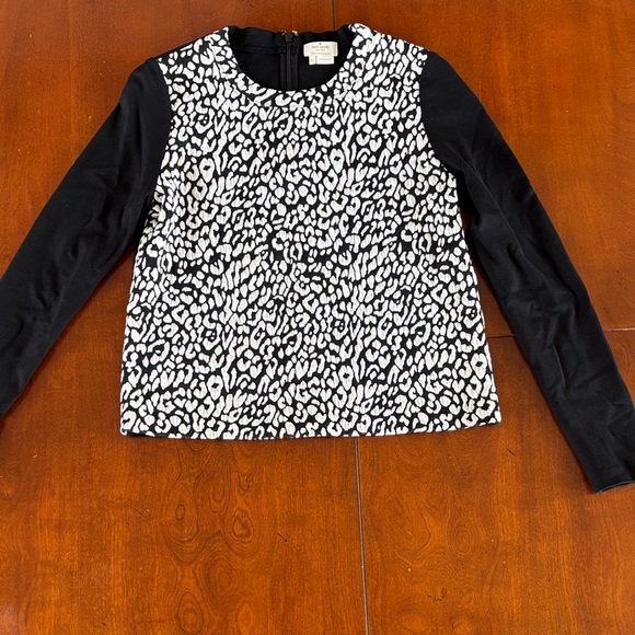 Kate Spade Black and White Patterned Long Sleeve Top - Picture 3 of 13